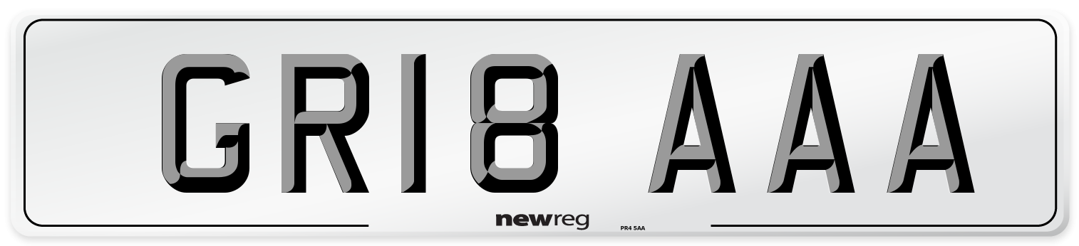 GR18 AAA Number Plate from New Reg